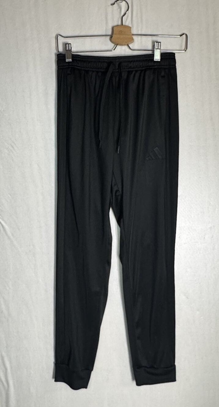 Adidas Mens Black 3-Stripe Track Pants Regular Fit Straight Leg Sz S Athleisure